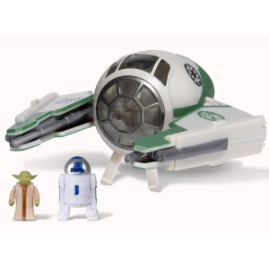 Jazwares Star Wars - Csillagok háborúja Micro Galaxy Squadron 8 cm-es jármű figurával - Yoda&#039;s Jedi Starfighter - Yoda + R2-D2