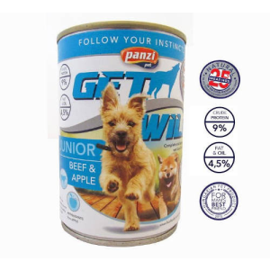 GetWild Panzi Getwild Junior (Marha,alma) konzerv - Kölyök kutyák részére (415g)