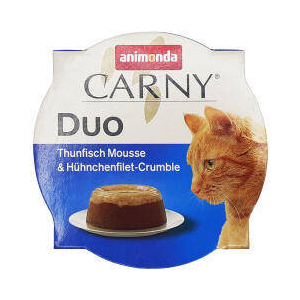 Animonda Carny duo 70g - tálkás eledel (tonhal mousse,csirke filé) felnőtt macskák részére (70g)