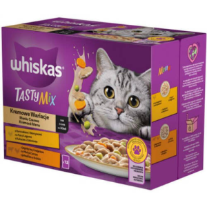 Mars-Nestlé Whiskas Adult Tasty-Mix - alutasakos (csirke,zöldség, bárány, pulyka) krémes szószban, felnőtt macskák részére (12x85g)