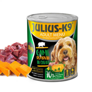 JULIUS-K9 PETFOOD Julius-K9 konzerv Adult - nedveseledel (vaddal,sütőtökkel) felnőtt kutyák részére (800g)