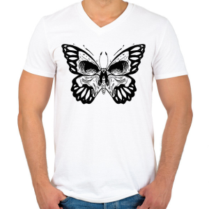 PRINTFASHION Koponyás pillangó - Férfi V-nyakú póló - Fehér