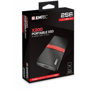 Emtec SSD (külső memória), 256GB, USB 3.2, 420/450 MB/s, EMTEC &quot;X200&quot;