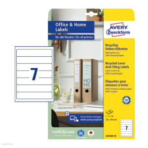 Avery zweckform Etikett címke környezetbarát LR4760-10 fehér iratrendező címke 38x192mm 10ív Avery