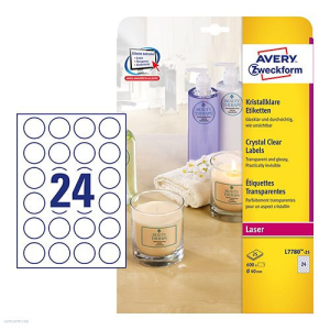 Avery zweckform Etikett címke speciális L7780-25 víztiszta átlátszó kör 40 mm 25 ív Avery