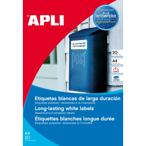 APLI Etikett LCA1226 64,6 x 33,8 mm fehér vízálló 480db/csomag 20ív Apli